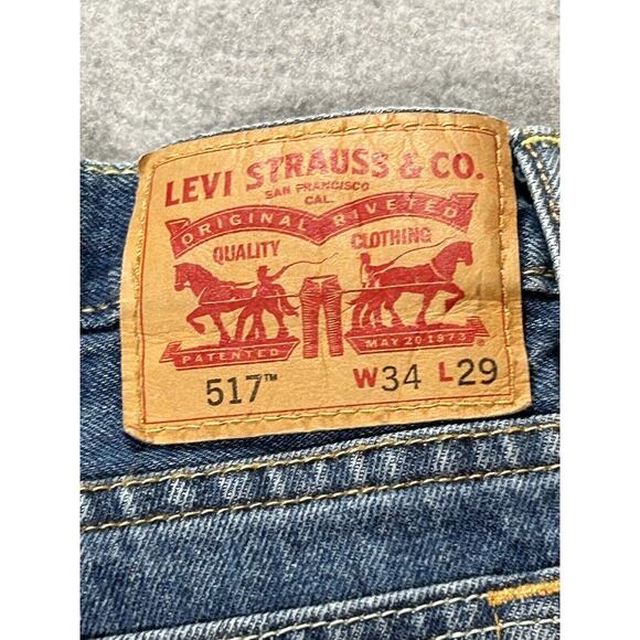 Levi strauss 517 Jeans Mens W34 L29 Straight Leg Boot Cut Blue Denim - Picture 15 of 15